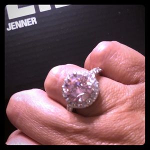 Pink Round Halo CZ Ring Size 7